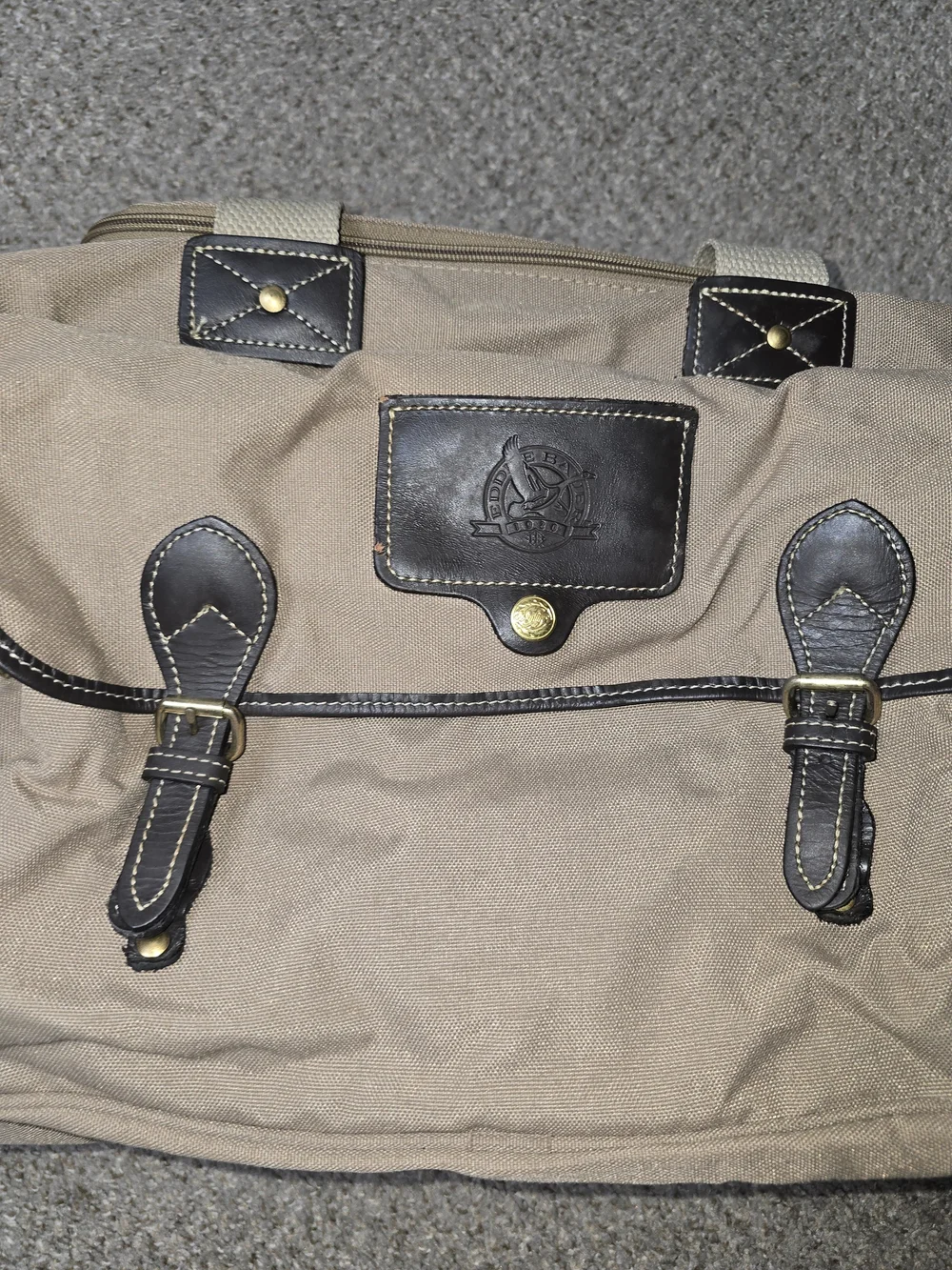 VTG Mulholland Brothers Eddie Bauer & Ford CollabTan Canvas & Leather Duffle Bag